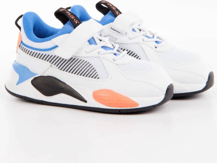 Puma RS-X sneakers wit lichtblauw oranje Jongens Meisjes Mesh Meerkleurig 24