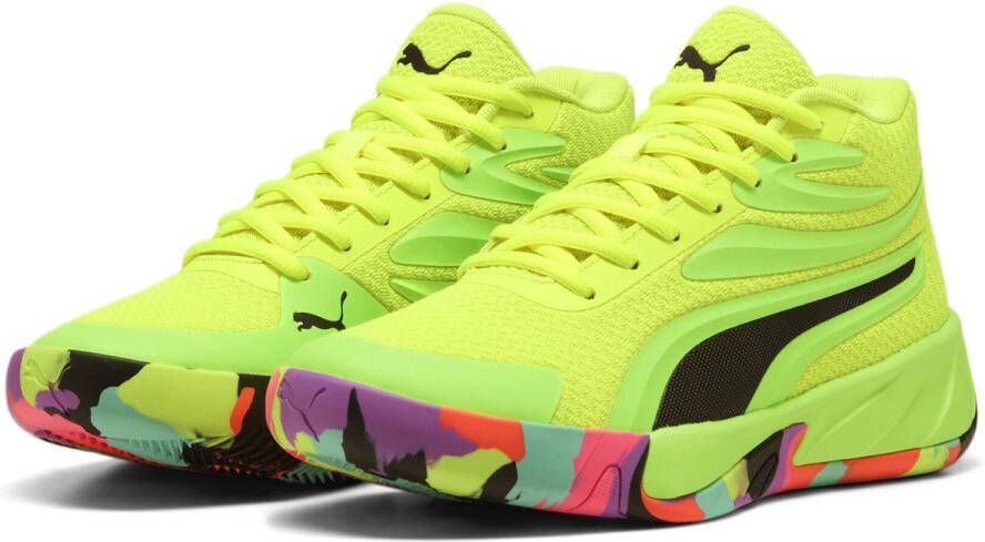 PUMA SELECT Court Pro Marble Junior Basketbalschoenen Groen 1 2 Man