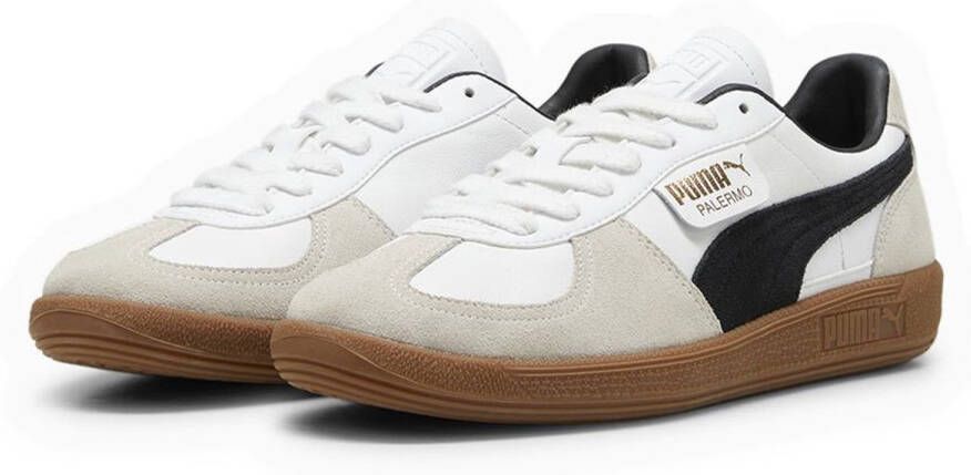 Puma Palermo Lth White Vapor Gray Gum Wit Leer Lage sneakers Unisex