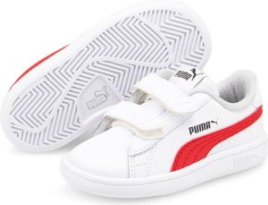 Puma smash v2 sneakers wit rood kinderen