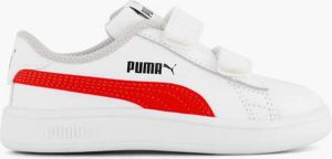 Puma smash v2 sneakers wit rood kinderen
