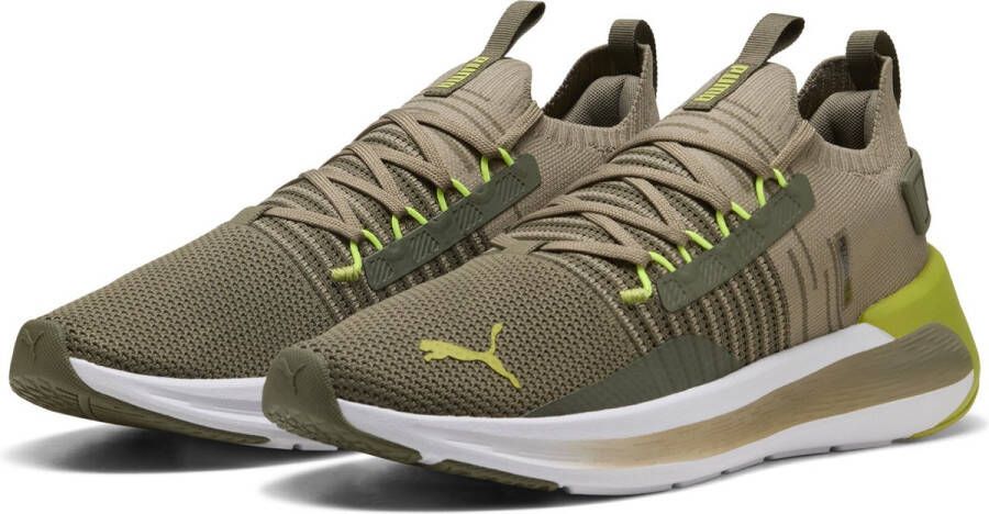 PUMA Softride Symmetry Fuzion Unisex Sportschoenen Loden Green-Yellow Alert- White