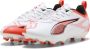 PUMA ULTRA 5 PLAY FG AG Jr Unisex Sportschoenen White- Black-Glowing Red - Thumbnail 7
