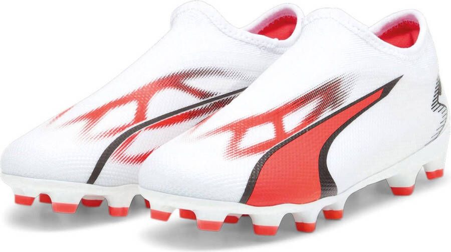 Puma Ultra Match FG AG Jr. voetbalschoenen wit rood zwart Imitatieleer 37 - Foto 3