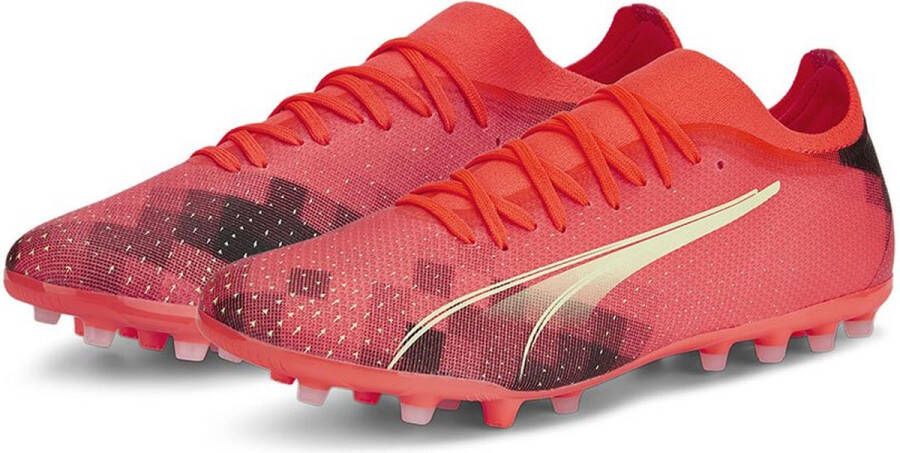 PUMA Ultra Match MG Voetbalschoenen Fiery Coral Fizzy Light Black