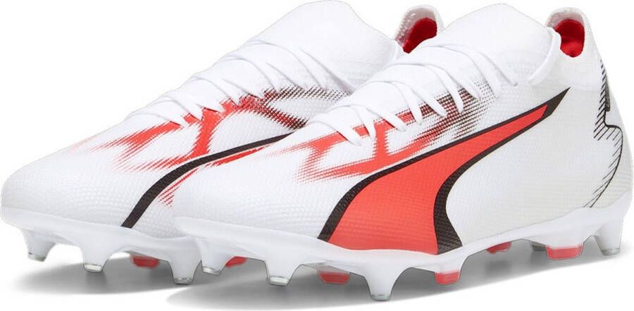 PUMA Ultra Match IJzeren-Nop Voetbalschoenen (SG) Wit Rood Zwart