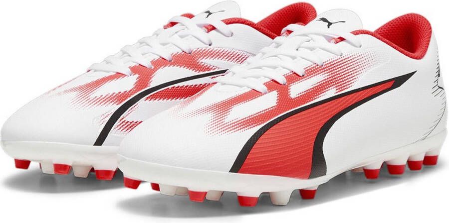 Puma ultra play mg voetbalschoenen wit rood kinderen