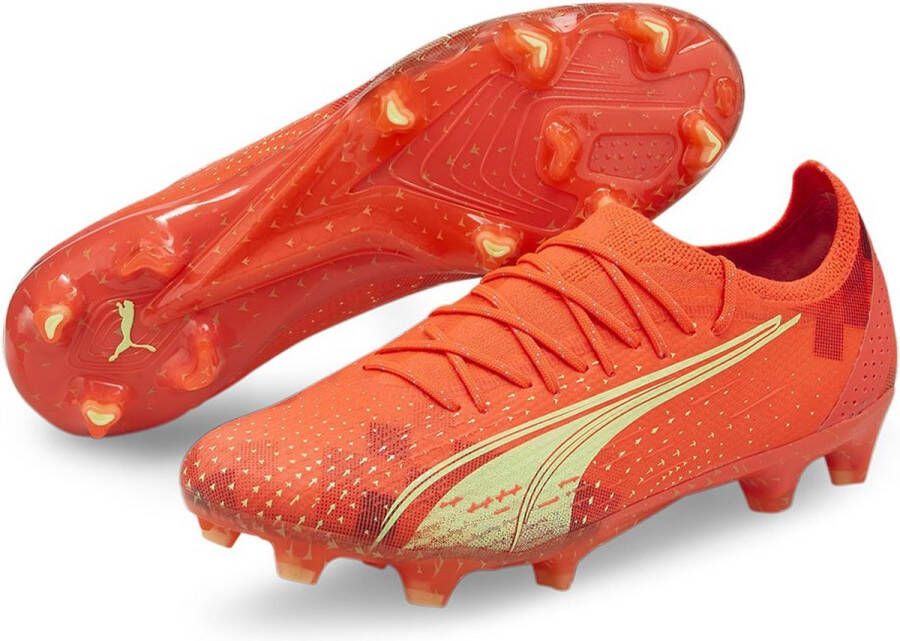 PUMA Ultra Ultimate Gras Kunstgras Voetbalschoenen (MG) Oranje Lichtgroen - Foto 5