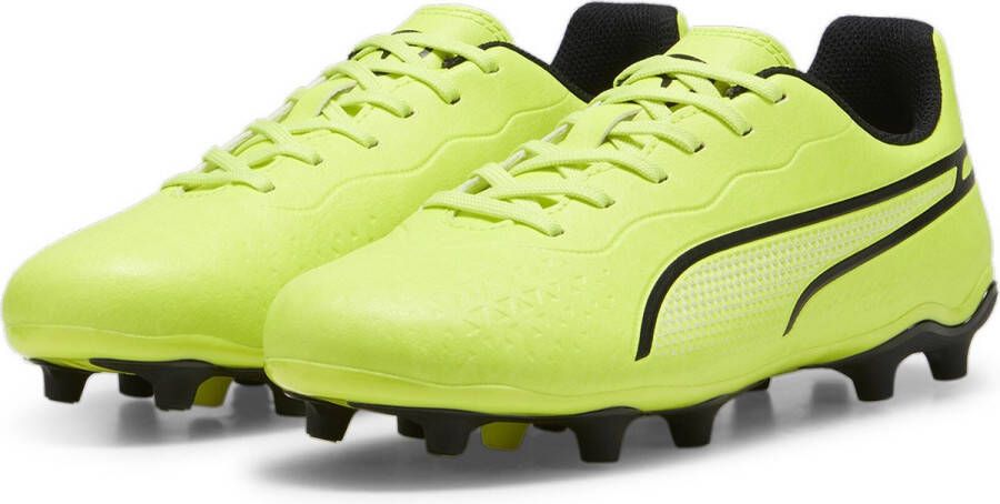 Puma King Match FG AG Junior voetbalschoenen geel zwart Imitatieleer 38 - Foto 3