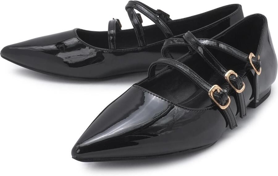 Pumps met 3 gespen en spitse neus hakhoogte