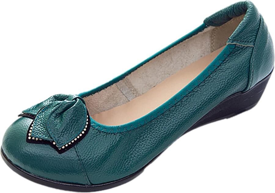 Pumps met bloemetje lage hak en zachte zool