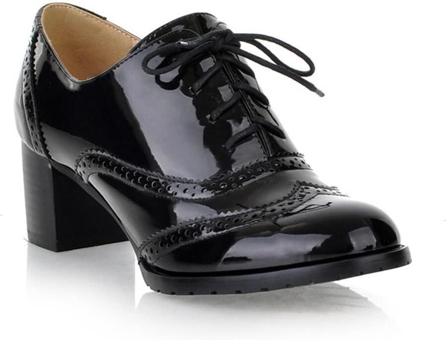Pumps met blokhak en vetersluiting - Foto 1