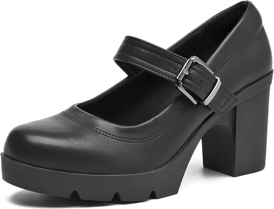 Pumps met dikke hak voor jurken school kantoor en avond