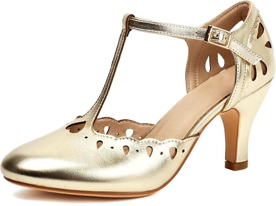 Pumps met gesloten ronde neus en enkelband