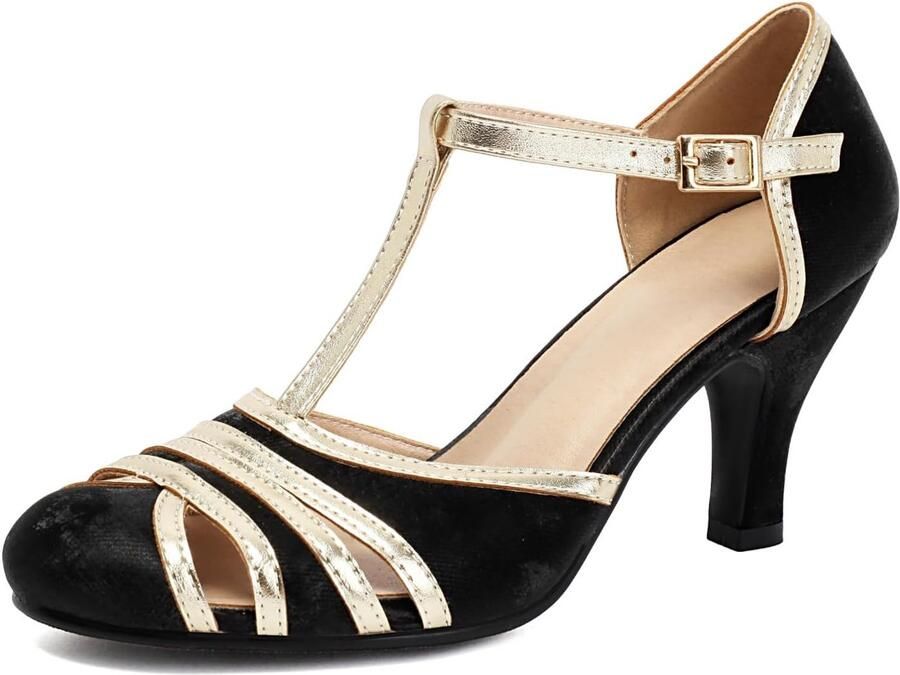 Pumps met gesloten ronde neus en T-riem - Foto 1