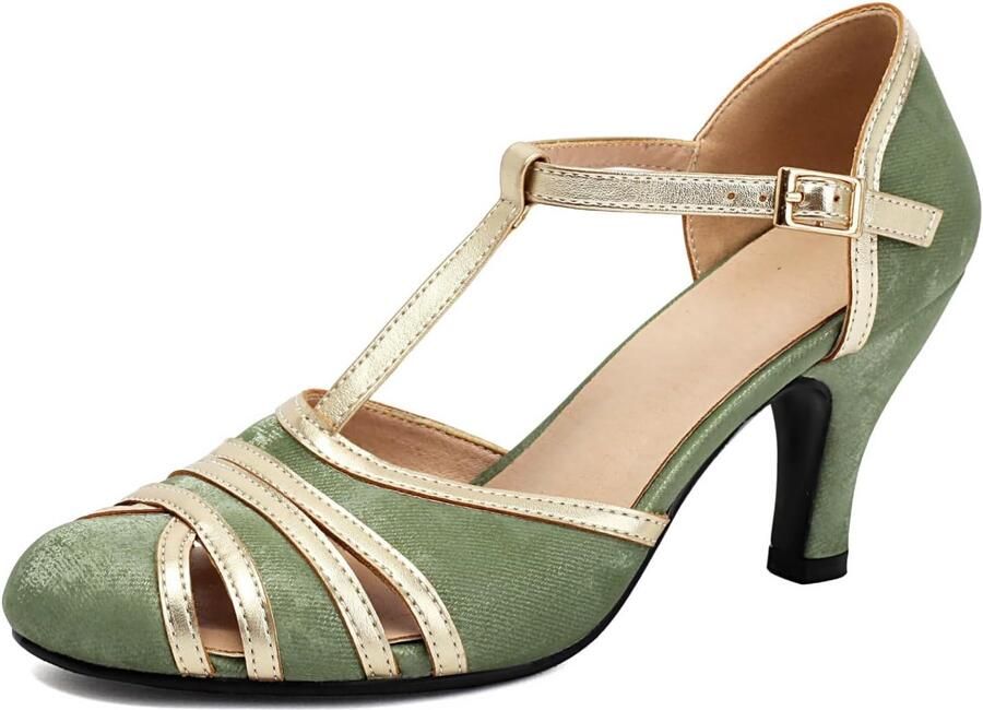 Pumps met gesloten ronde neus en T-riem - Foto 1