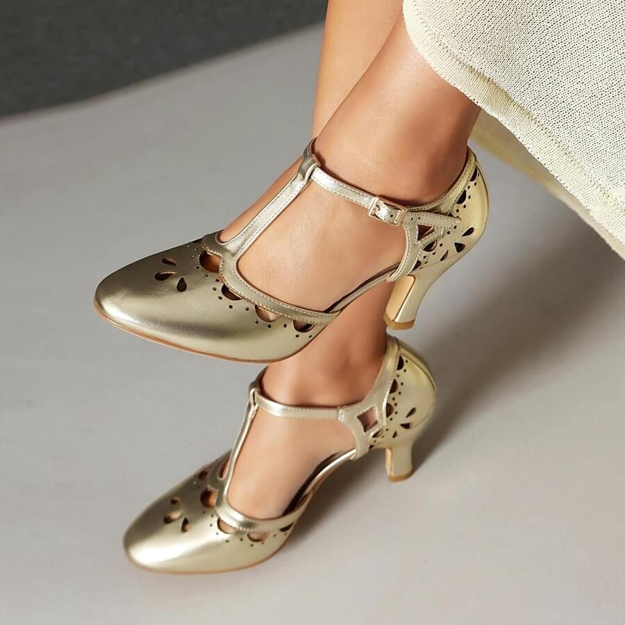 Pumps met gesloten ronde neus retro stijl