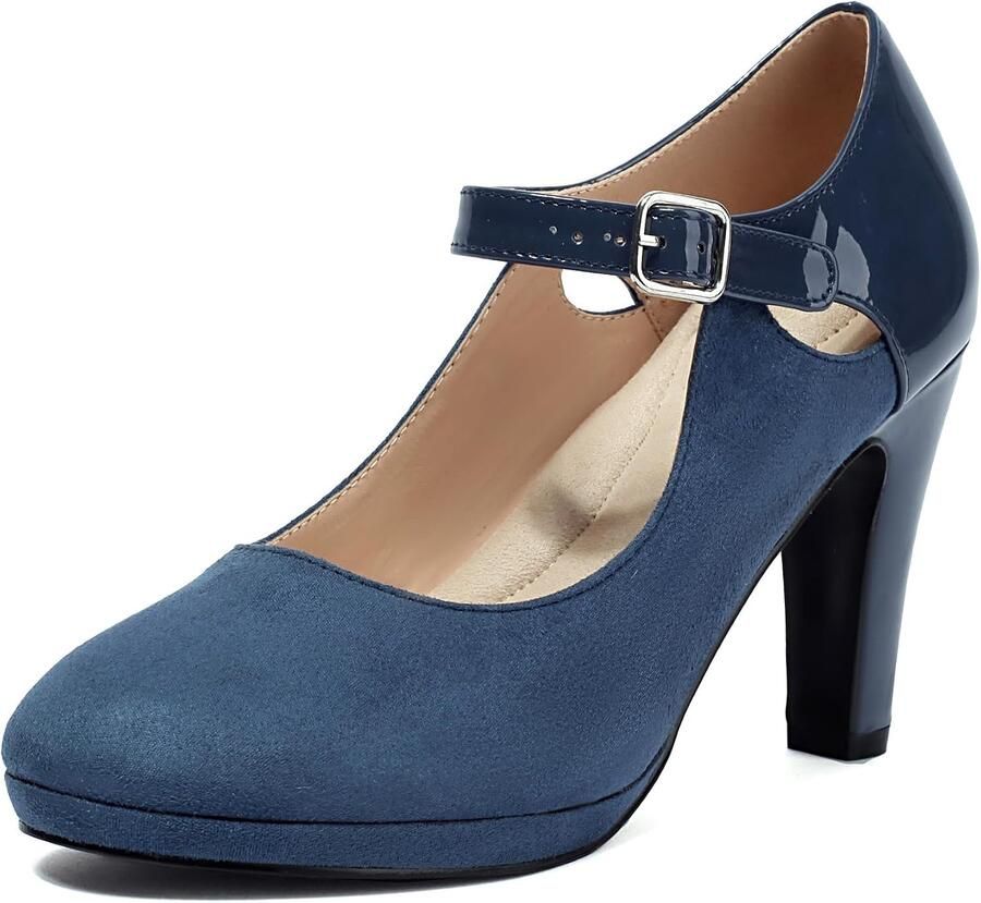 Pumps met hak gesloten teen en veterdetails