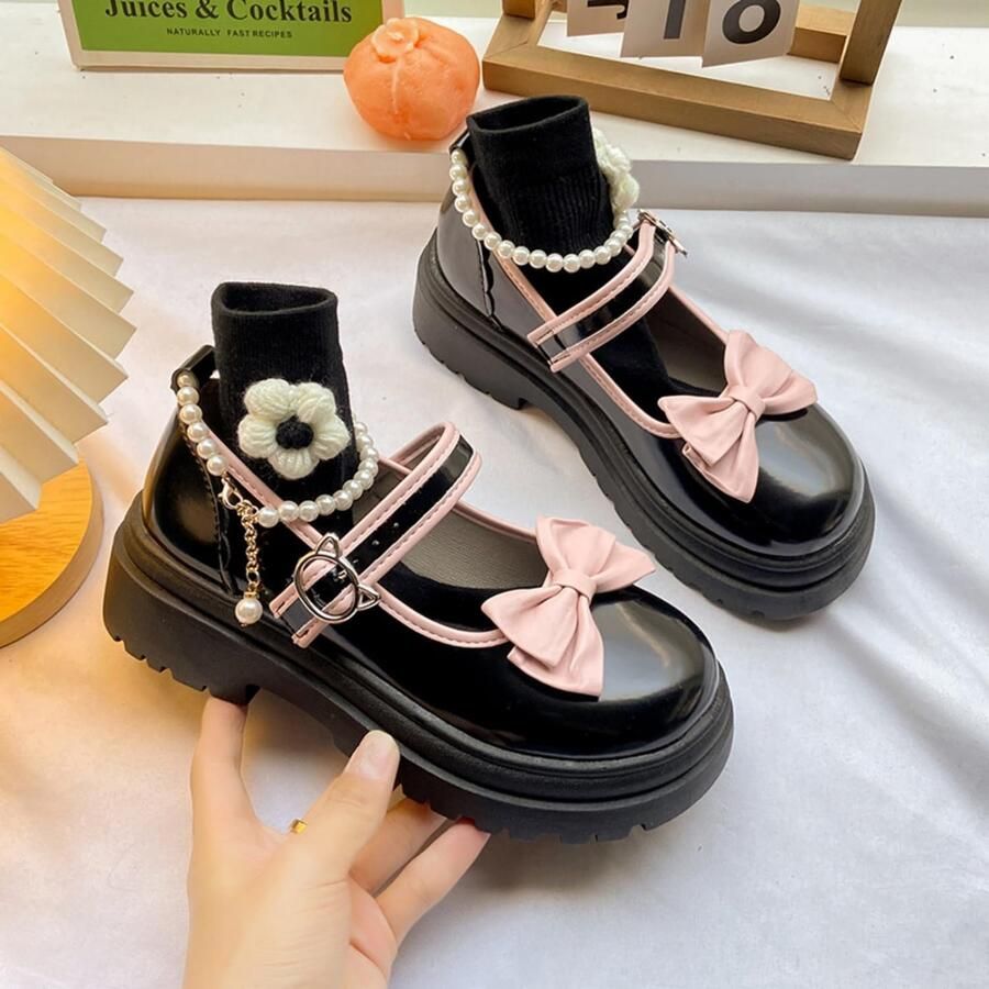 Pumps met hak strik en veter Lolita stijl