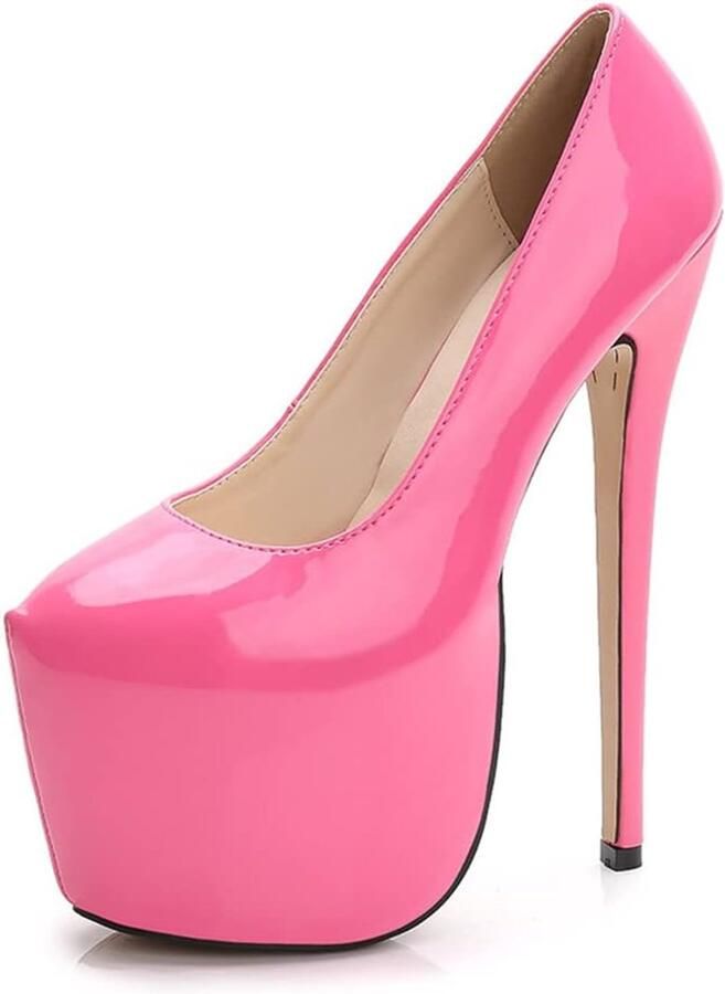 Pumps met hoge hak platform slip-on leer