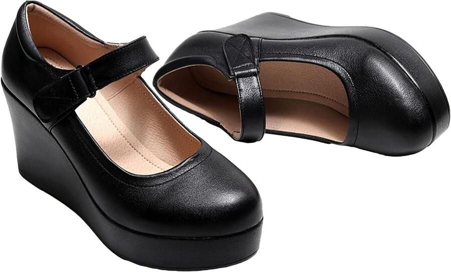 Pumps met klittenband en enkelband