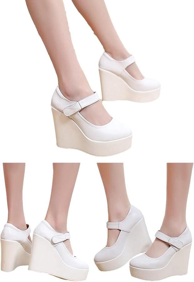 Pumps met klittenband en enkelband