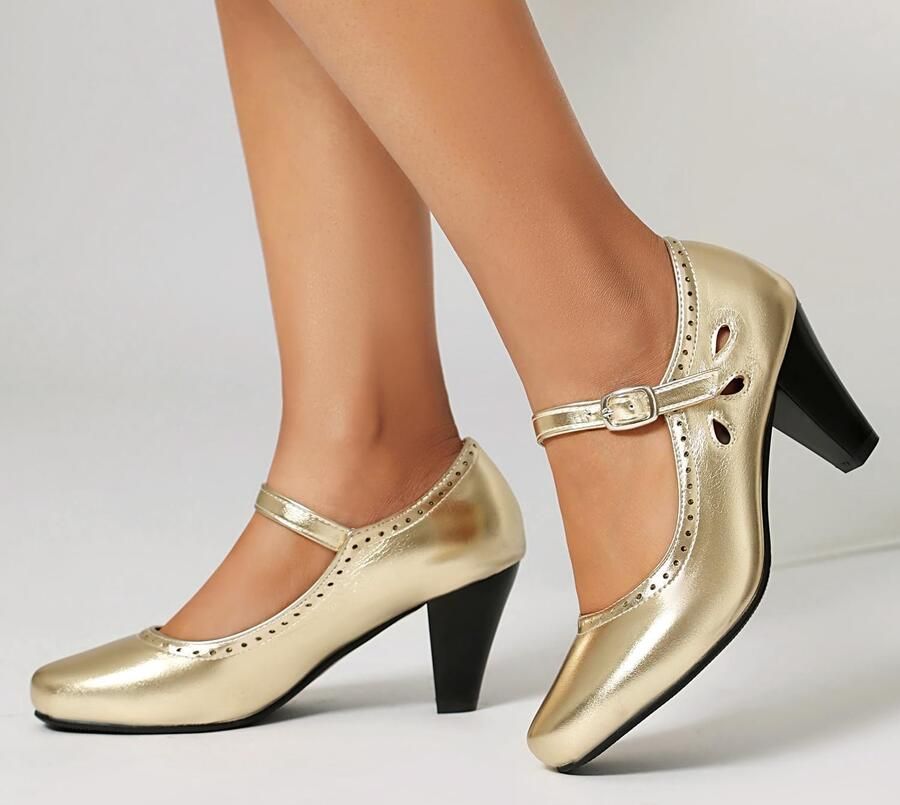 Pumps met ronde neus en hakband - Foto 1