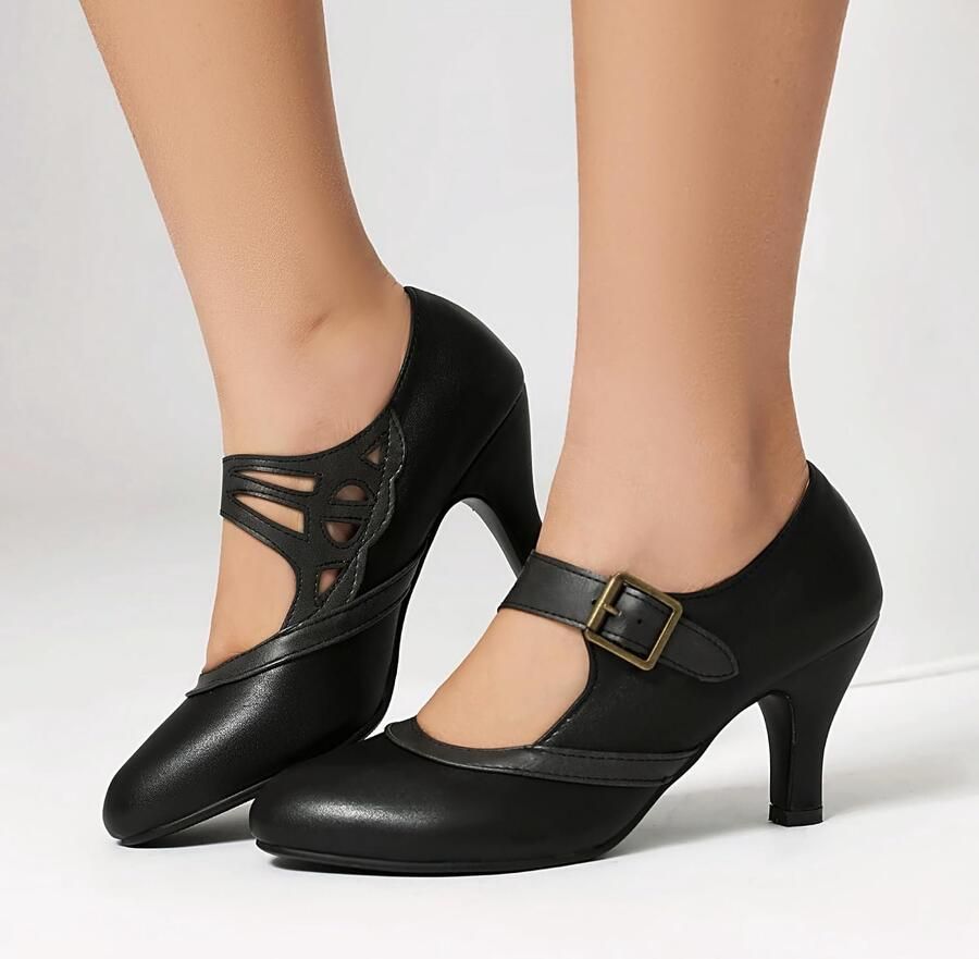 Pumps met ronde neus retro stijl