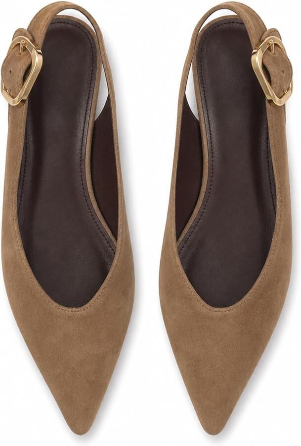 Pumps met spitse neus imitatie suède hak