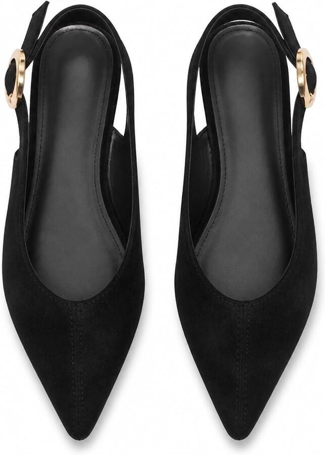 Pumps met spitse neus imitatie wildleder hak