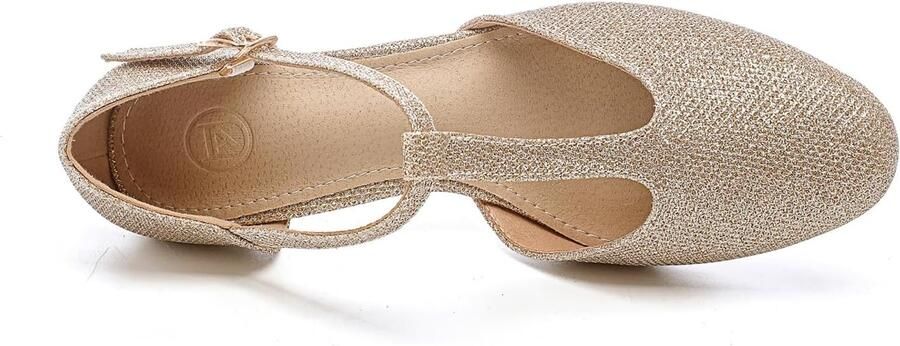 Pumps met T-riem en hak gesloten teen