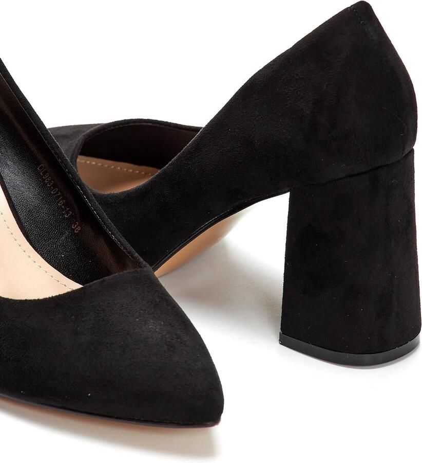 Pumps voor dames hak zwart beige normale smalle pasvorm kunstleder wildlederlook - Foto 1
