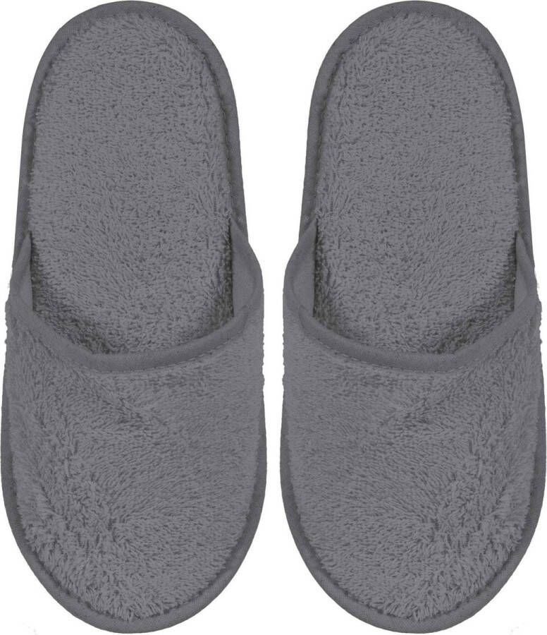 Pure Duplex Badslippers Badstof Uni Pure met Zool Antraciet 1 Paar