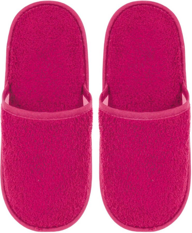 Pure Duplex Badslippers Badstof Uni Pure met Zool Fuchsia 1 Paar