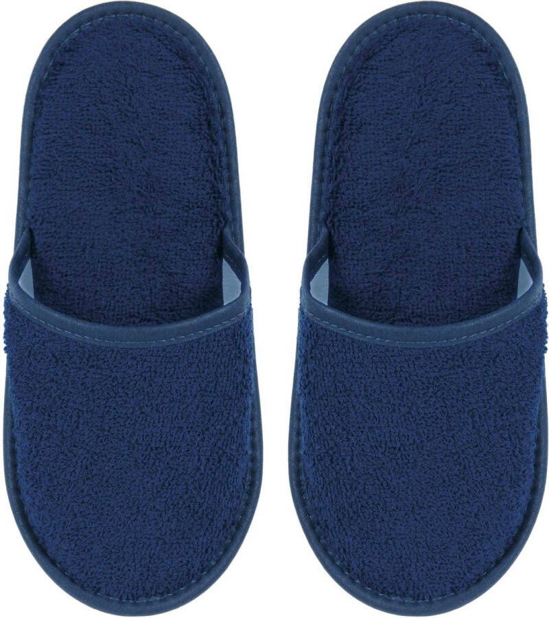 Pure Duplex Badslippers Badstof Uni Pure met Zool Marine Navy 1 Paar