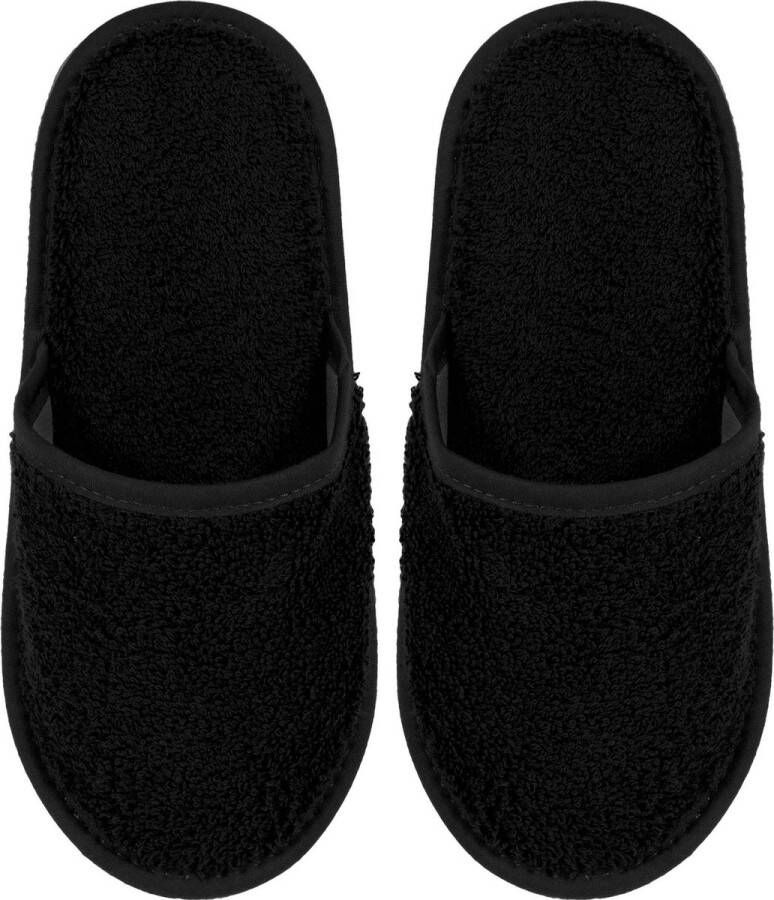 Pure Duplex Badslippers Badstof Uni Pure met Zool Zwart 1 Paar