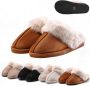 Dames pantoffels Fluffy gevoerde pantoffels open sloffen antislip zool heerlijk warm beige 40 41 valt 1 maat kleiner - Thumbnail 2