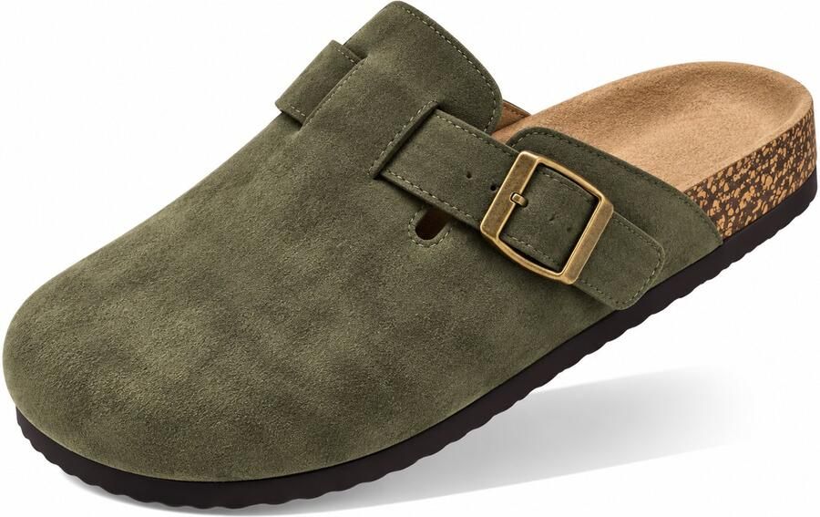 Puresolve Clogs & Unisex Pantoffels Suède Look Verstelbare Gesp Stevige Antislip Zool Instappers Binnen & Buiten groen
