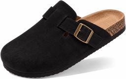 Puresolve Clogs & Unisex Pantoffels Suède Look Verstelbare Gesp Stevige Antislip Zool Instappers Binnen & Buiten zwart