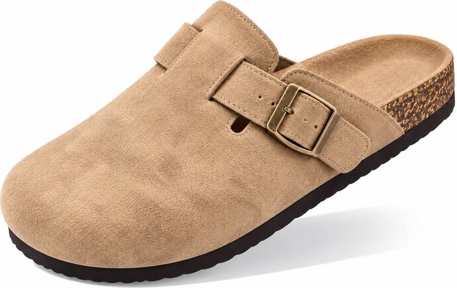 Puresolve Clogs & Unisex Pantoffels Suède Look Verstelbare Gesp Stevige Antislip Zool Instappers Binnen & Buiten khaki