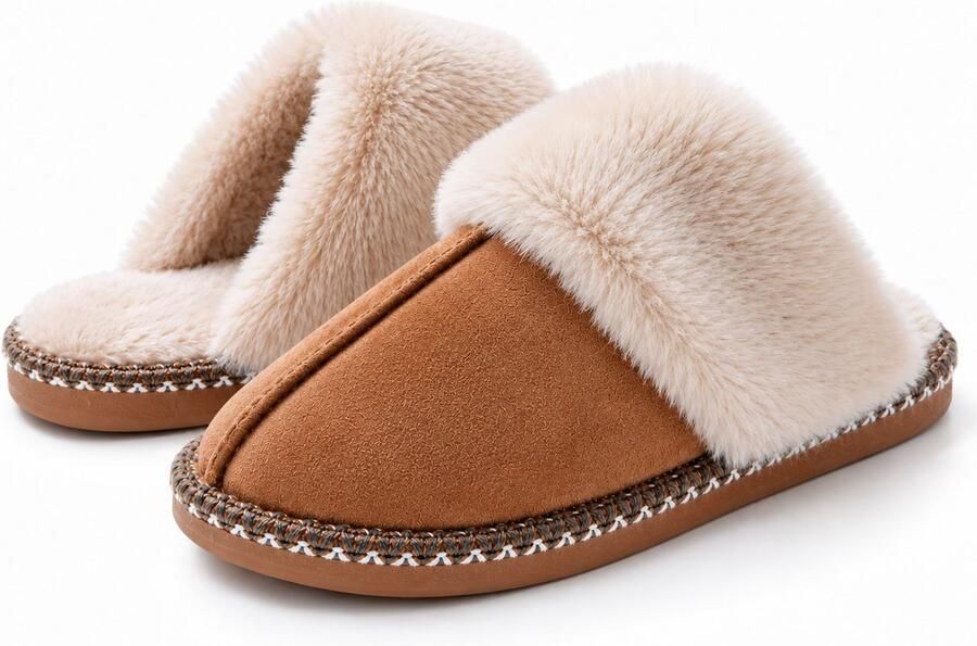 Puresolve Dames Pantoffels Warme Gevoerde Huisschoenen Zachte Pluche Voering Comfortabele Instappers chestnut