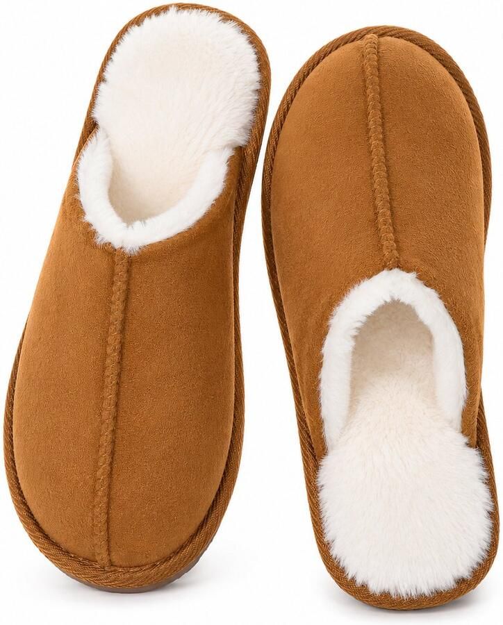 Puresolve Dames Pantoffels Warme Gevoerde Sloffen Zachte Winterpantoffels Chestnut