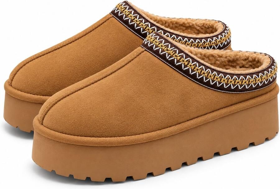 Puresolve Dames Pantoffels Warme Sloffen Dames Dikke Antislip Zool Gevoerd Voor Binnen & Buiten Instapmodel Chestnut