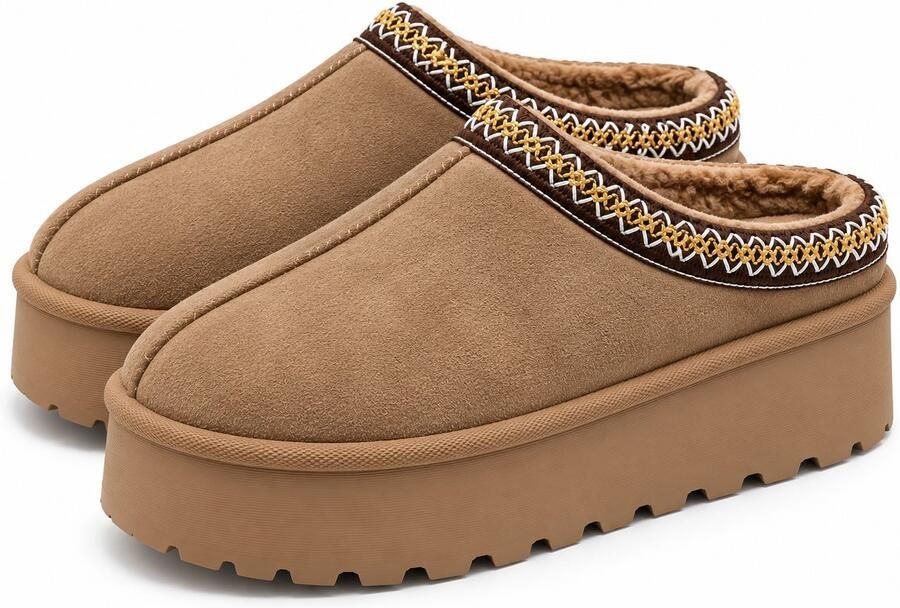 Puresolve Dames Pantoffels Warme Sloffen Dames Dikke Antislip Zool Gevoerd Voor Binnen & Buiten Instapmodel Khaki