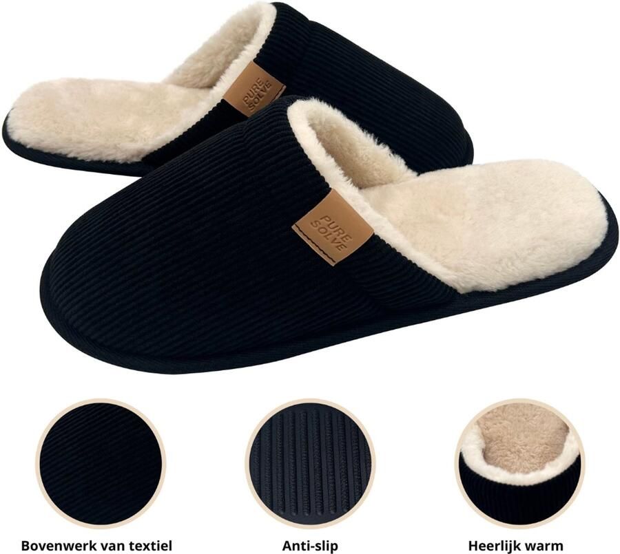 Puresolve Pantoffel heren sloffen heren 44 45 zwart anti-slip - Foto 1