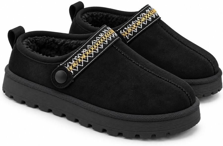 Puresolve Pantoffels Dames Warme Sloffen met Zachte Voering Comfortabele Voor Binnen & Buiten Zwart