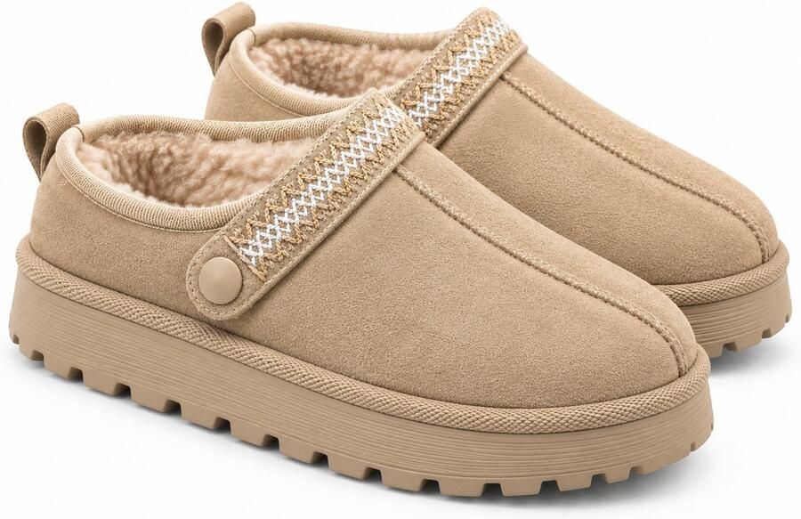 Puresolve Pantoffels Dames Warme Sloffen met Zachte Voering Comfortabele Voor Binnen & Buiten Beige