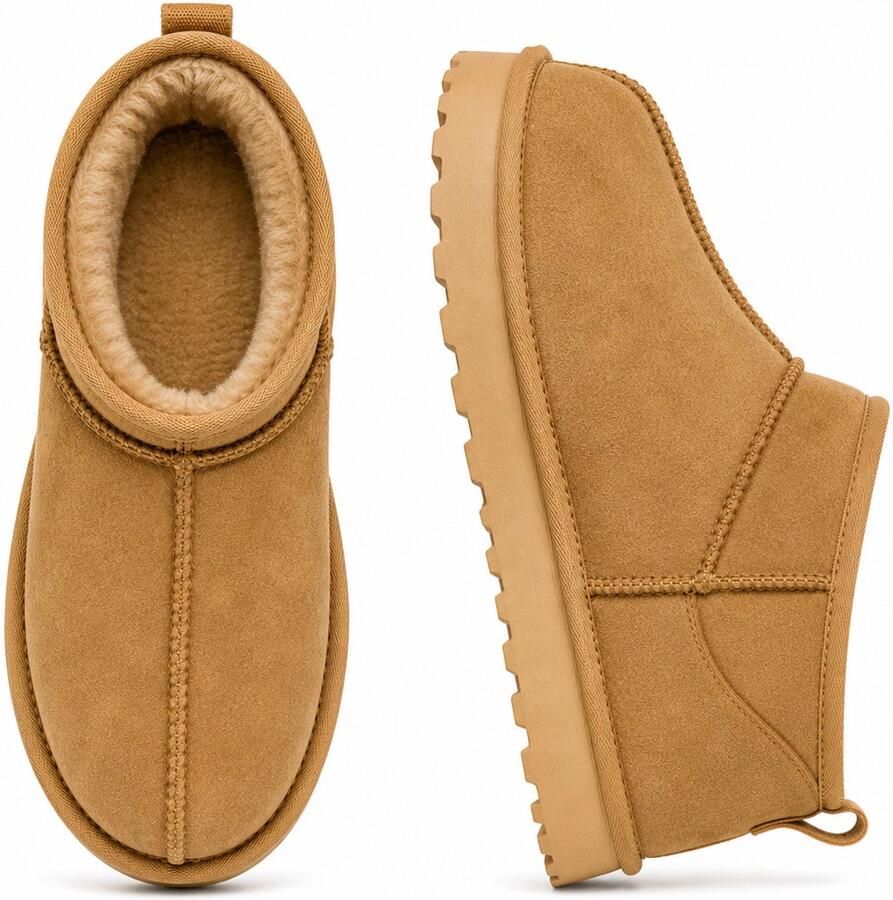 Puresolve Warme Dames Pantoffels Enkellaars Sloffen met Voering Stevige Zool voor Binnen & Buiten Winter Chestnut