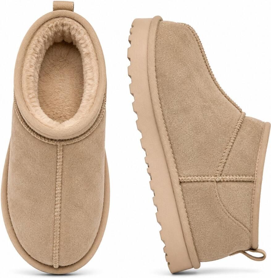 Puresolve Warme Dames Pantoffels Enkellaars Sloffen met Voering Stevige Zool voor Binnen & Buiten Winter Khaki