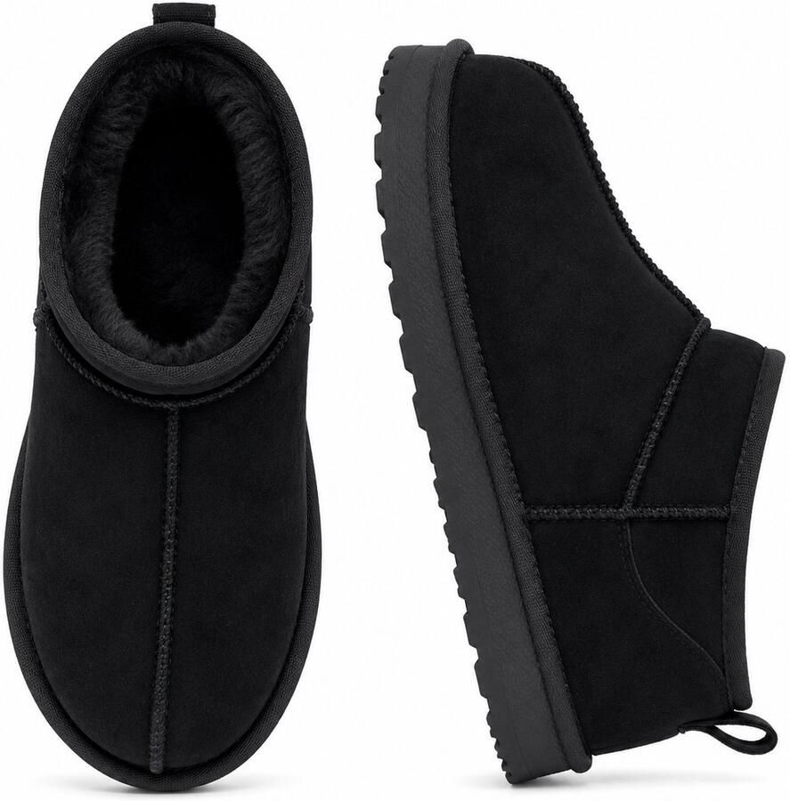Puresolve Warme Dames Pantoffels Enkellaars Sloffen met Voering Stevige Zool voor Binnen & Buiten Winter Zwart